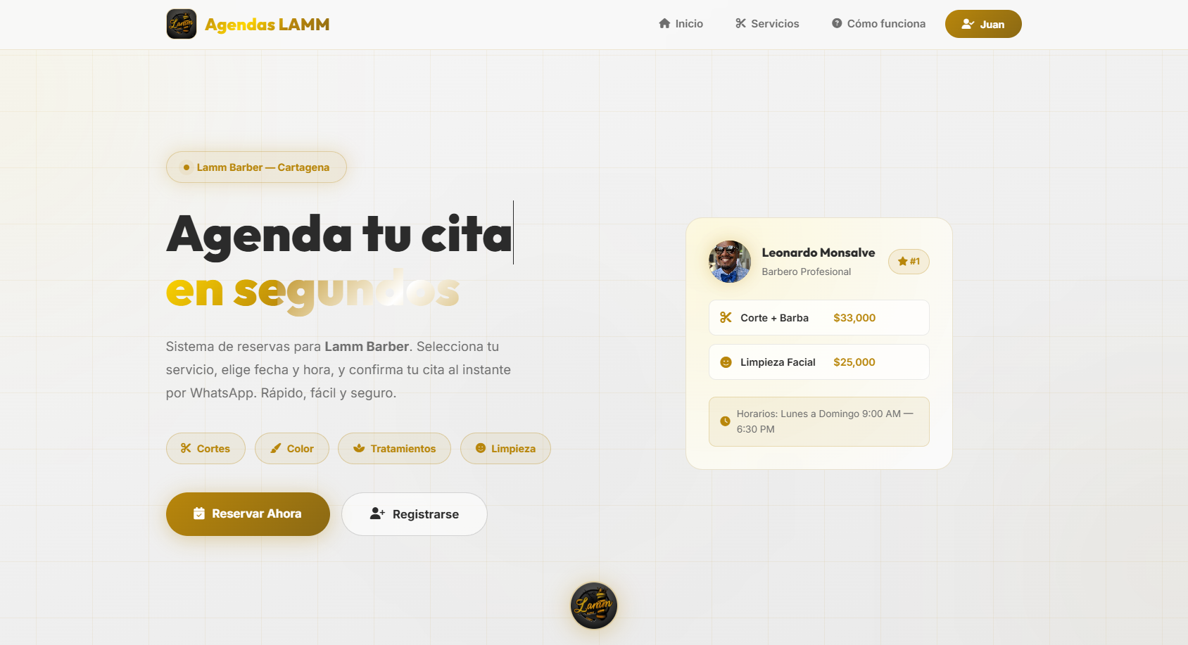 Vista de una web creada con Agendas Plus